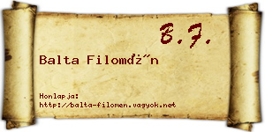 Balta Filomén névjegykártya